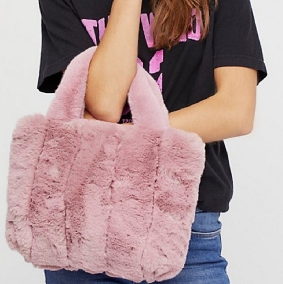 pink faux fur handbag